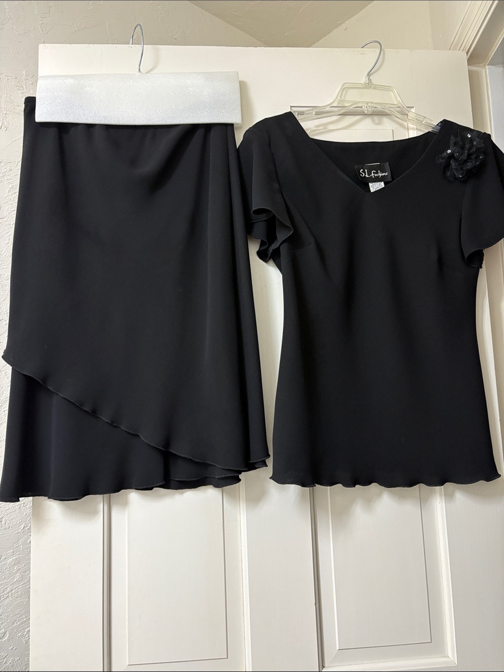 SL Fashions Black Two-Piece High-Low Skirt Set